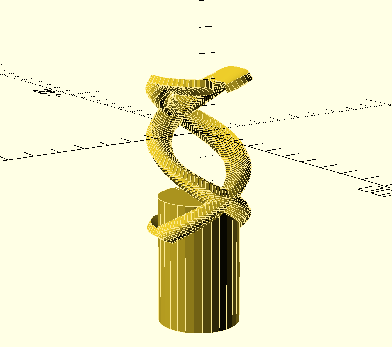 OpenSCAD drawing of staff